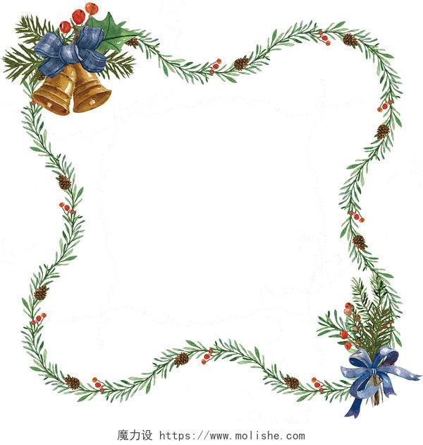 圣诞节边框圣诞铃铛坚果PNG素材圣诞节圣诞边框